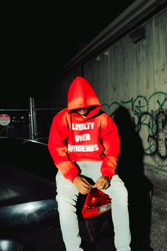 "New Wave" Red Loyalty Over Dividends Hoodie