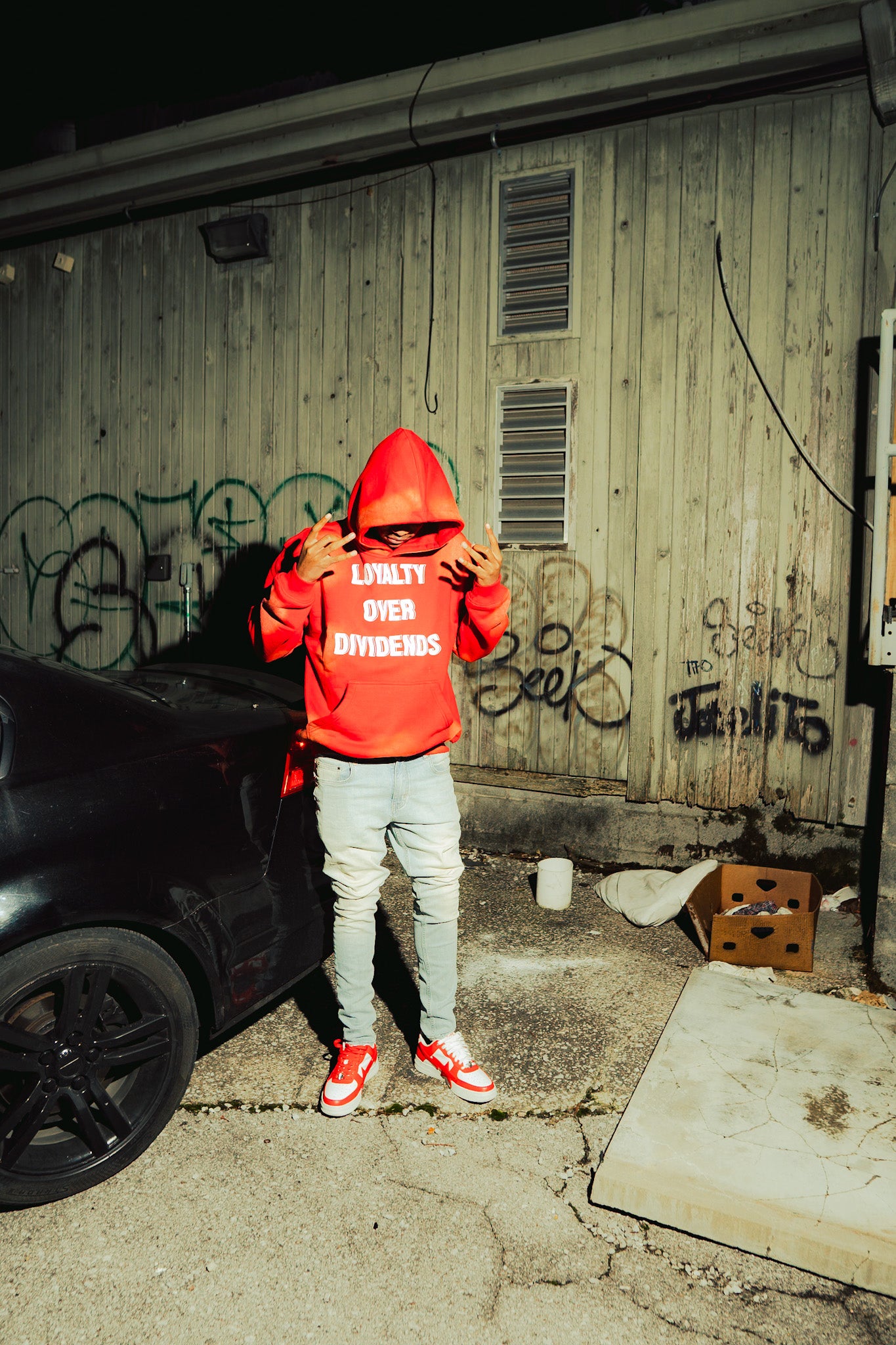 "New Wave" Red Loyalty Over Dividends Hoodie