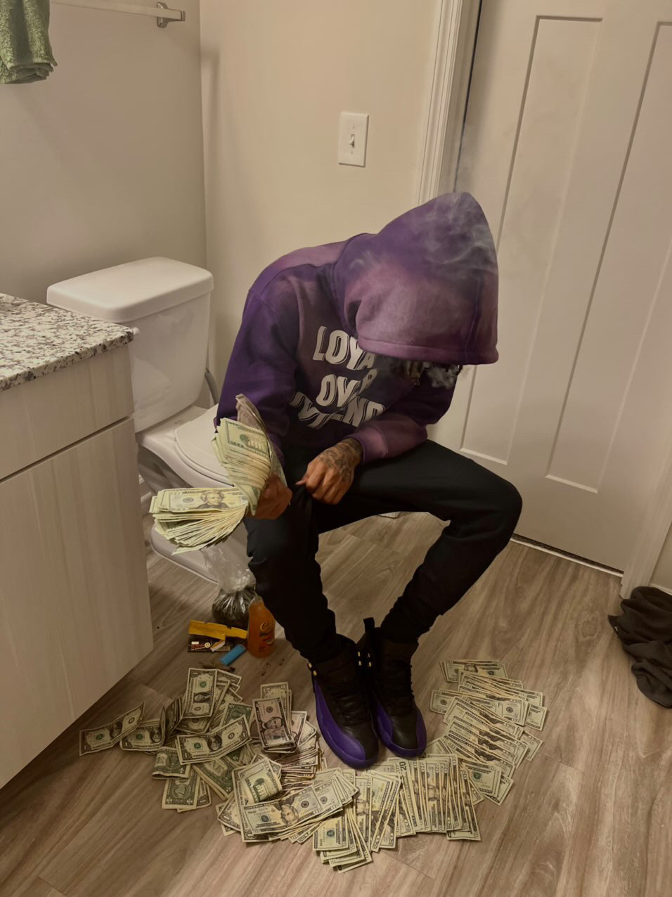 "New Wave" Purple Loyalty Over Dividends Hoodie
